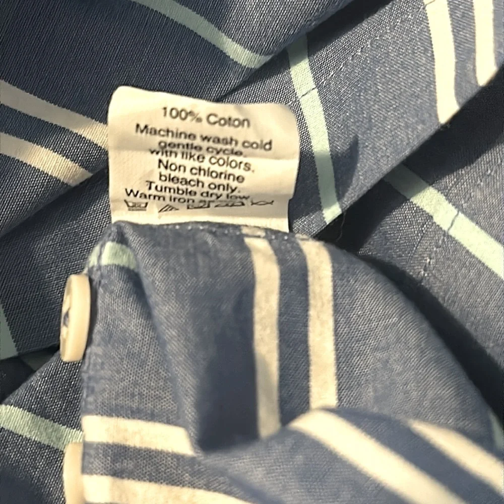 Men’s J.Crew Blue Striped Cotton Slim Fit Long Sleeve Casual Shirt Size XL